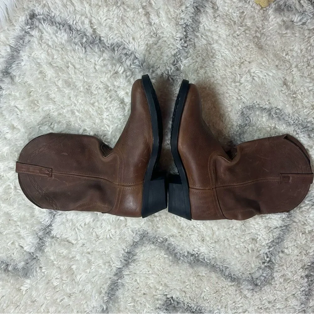 Brown Leather Cowboy Boots 10 D